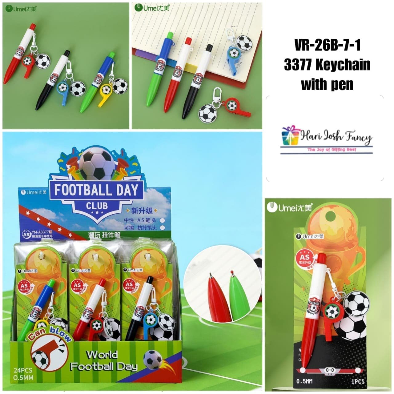 Football theme pen with charm